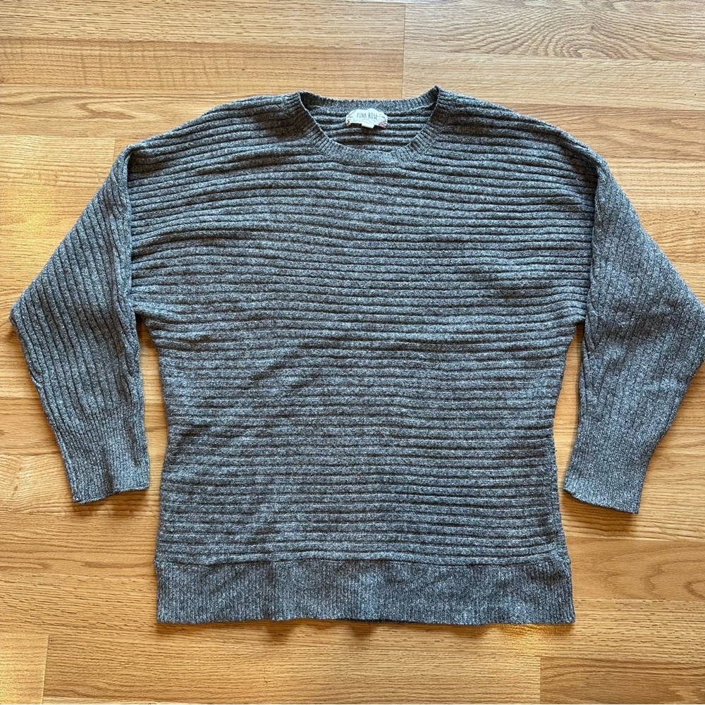 Pink Rose stripe grey sweater